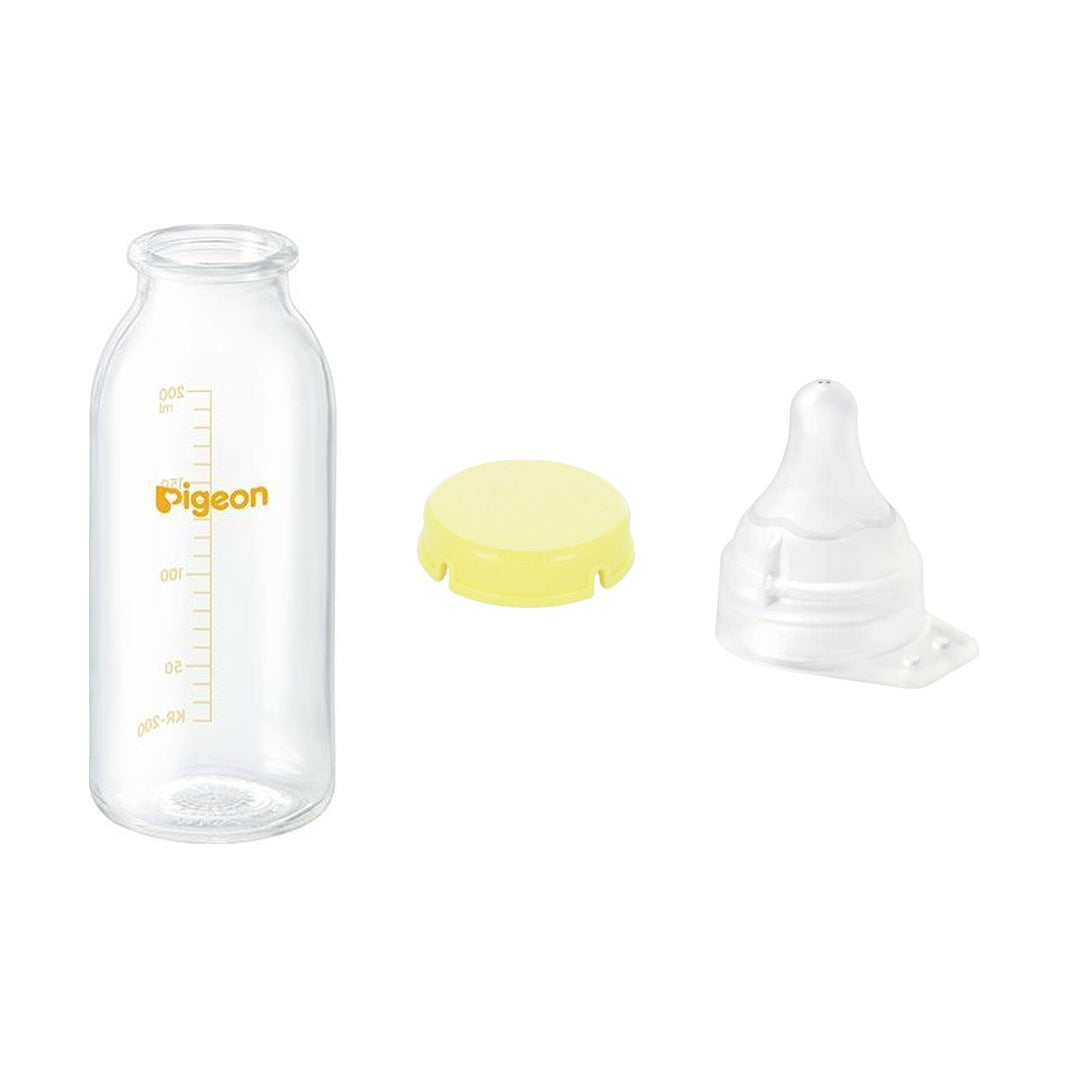 ピジョン母乳実感 直付け哺乳瓶 200ml(KR-200)本体・乳首流量大・KRキャップの産院用セット