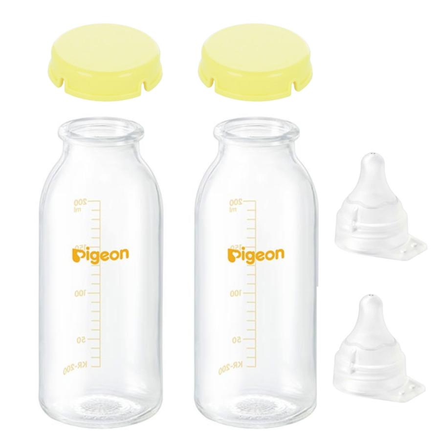 ピジョン母乳実感 直付け哺乳瓶 200ml 2本セット 乳首流量大・KRキャップ付き 産院用