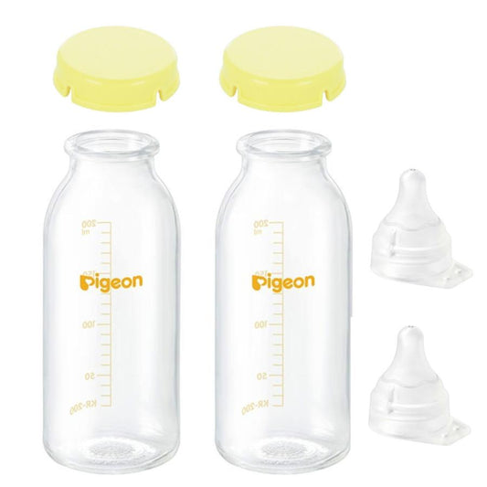 ピジョン母乳実感 直付け哺乳瓶 200ml 2本セット 乳首流量大・KRキャップ付き 産院用