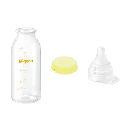 ピジョン母乳実感 直付け哺乳瓶 200ml（KR-200）本体・乳首流量大・KRキャップの産院用セット