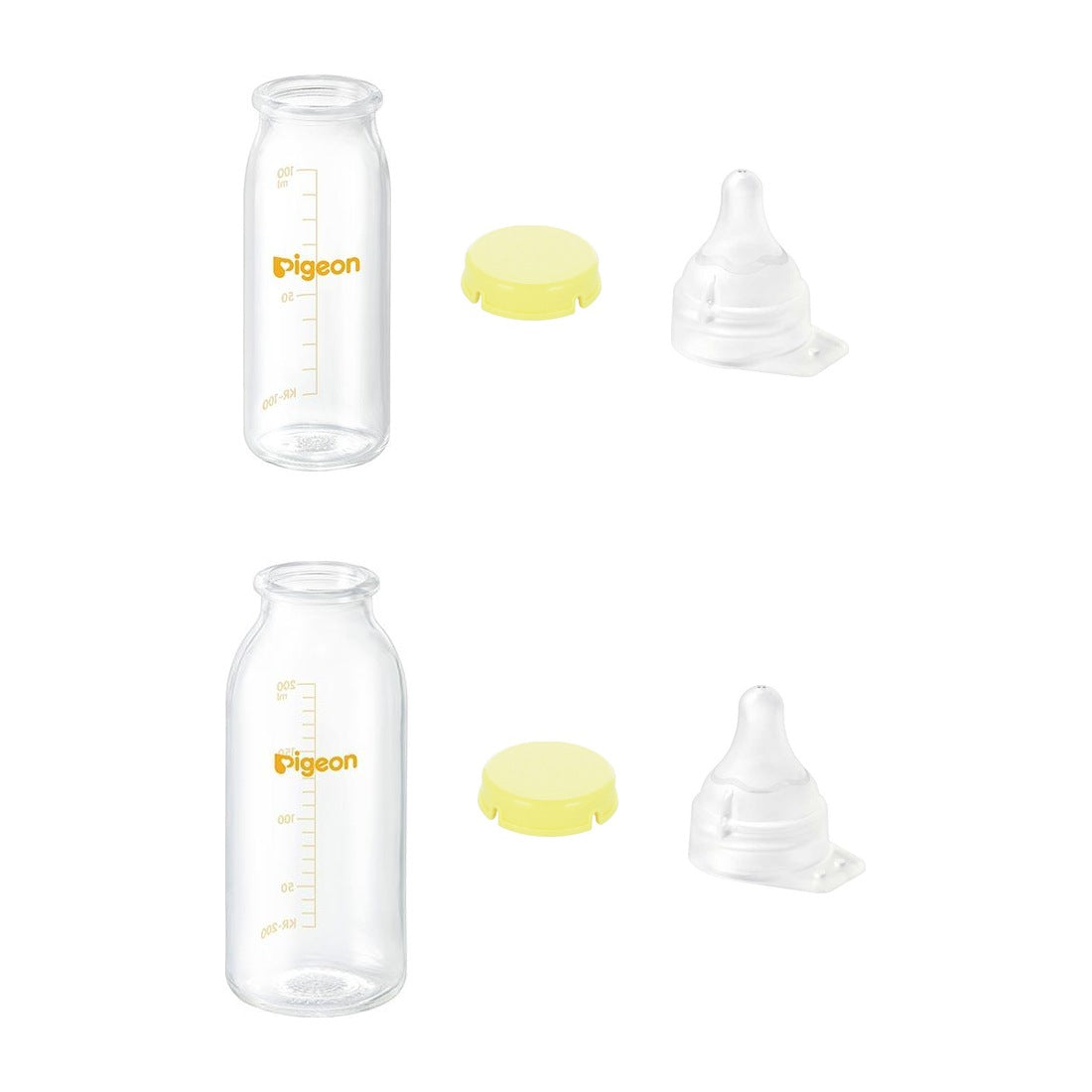 ピジョン母乳実感 直付け哺乳瓶 100ml＋200ml 各1本セット 乳首SS/流量大・KRキャップ付き 産院用